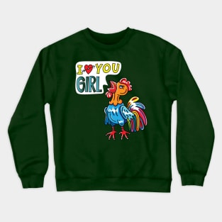 Rooster Love Girl Crewneck Sweatshirt